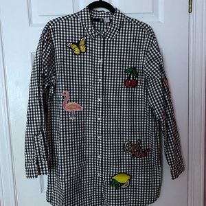 Vichy button-down tunique